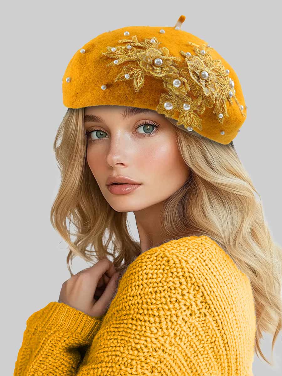 Mariana Pearl Beaded Lace Beret