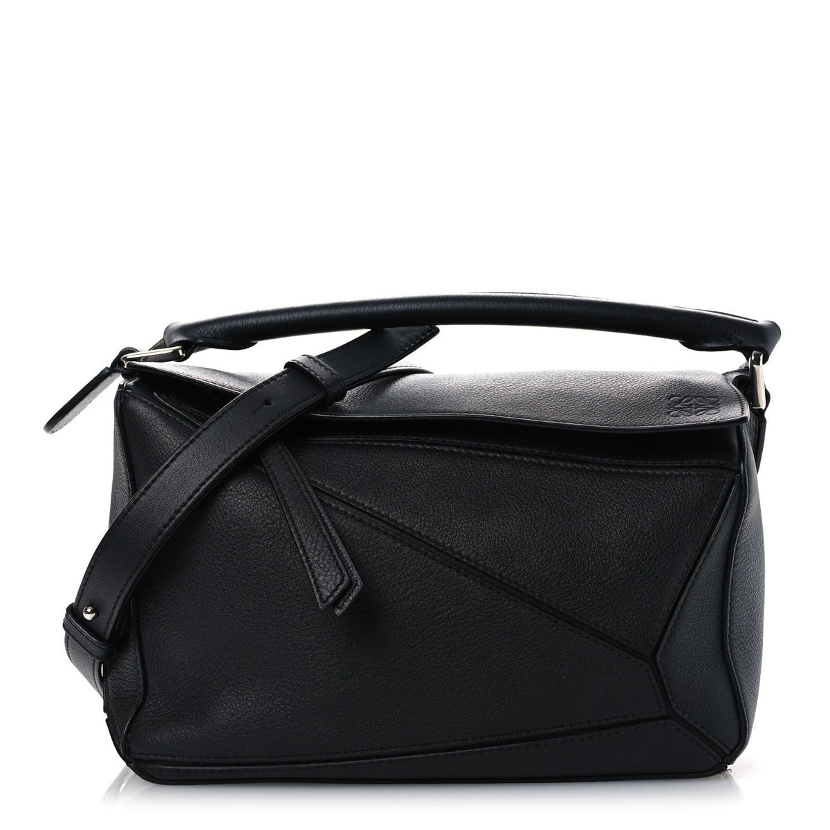 Calfskin Small Puzzle Edge Bag Black