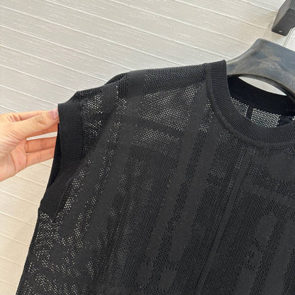 Hm 25 Short-sleeved Sweater Black Mesh Polyester
