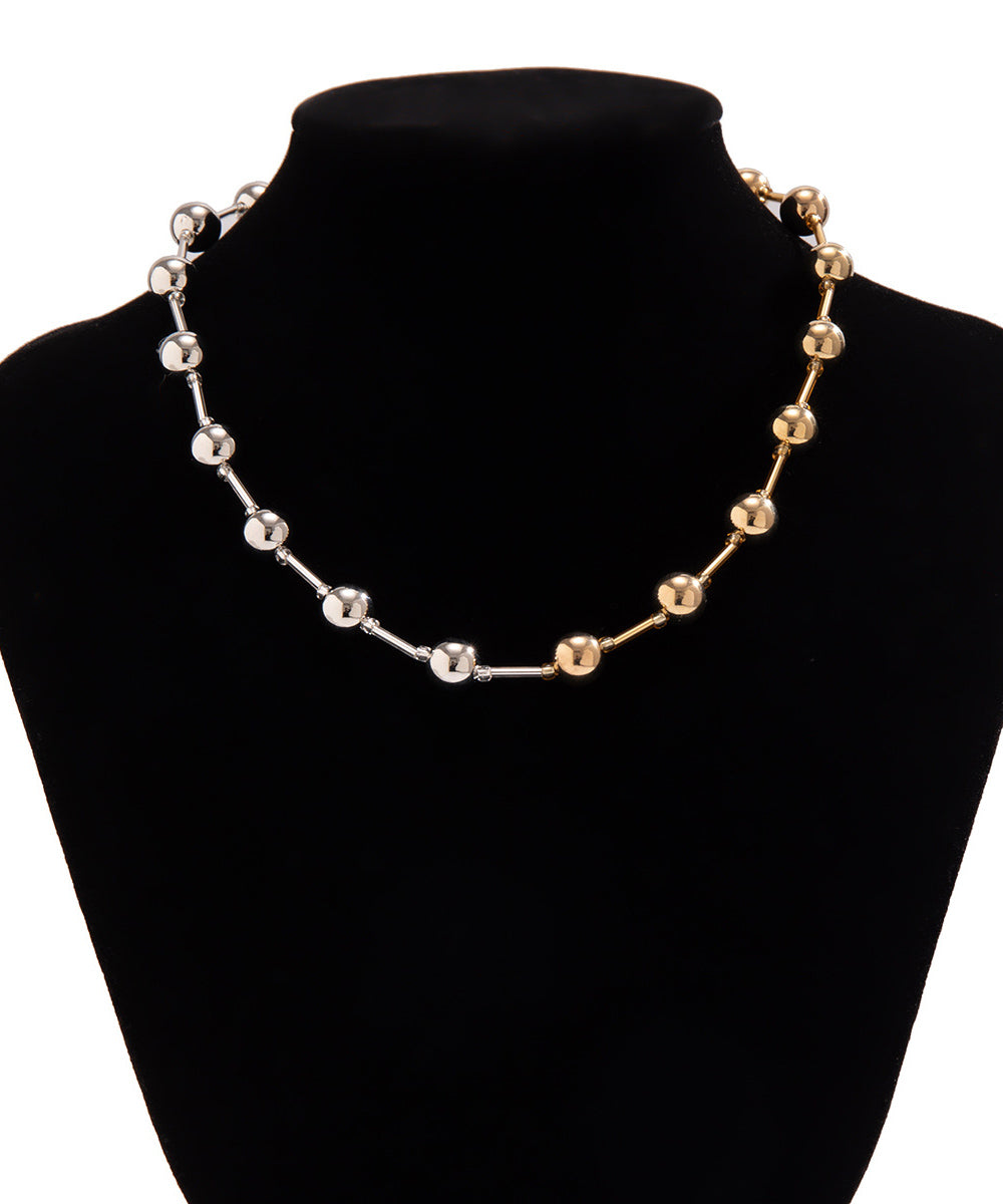 Exaggerated Punk Contrasting Bead Necklace Versatile Geome