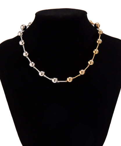 Exaggerated Punk Contrasting Bead Necklace Versatile Geome