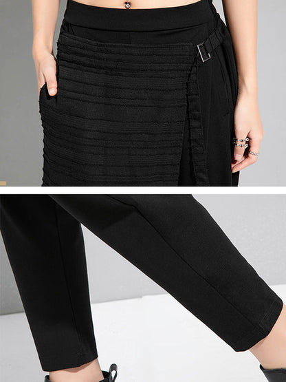 Original Stylish False Two Irregular Solid Color Harem Pants