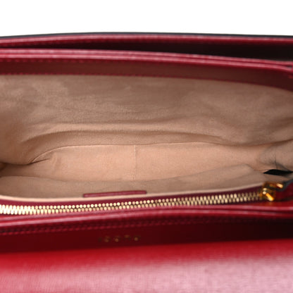 GG Supreme Monogram Azalea Calfskin Horsebit 1955 Shoulder Bag Beige Ebony New Cherry Red
