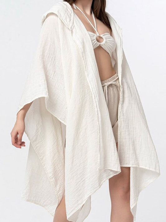 Loose Hooded Solid Color Cardigan Tops&Pants Suits