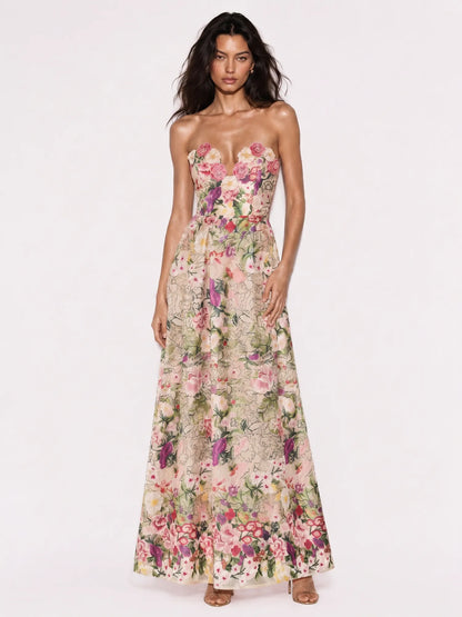 Alessandra Floral Strapless Maxi Dress
