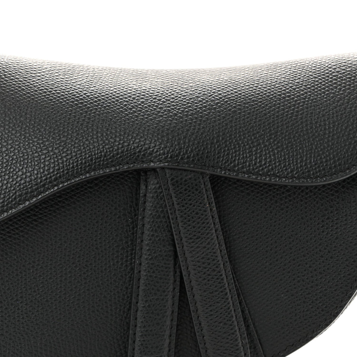Grained Calfskin Mini Saddle Bag Black