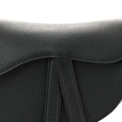 Grained Calfskin Mini Saddle Bag Black