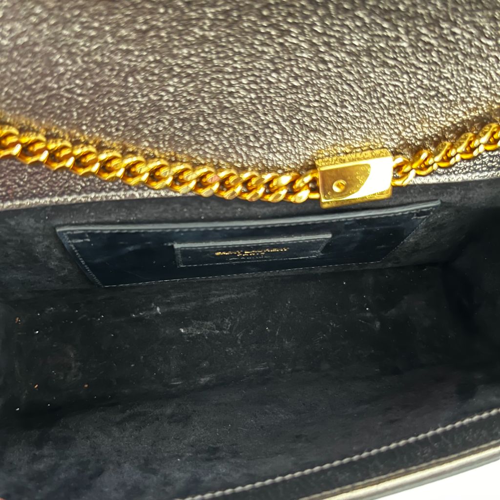 Saint Laurent Bronze Textured Leather Medium Kate Bag