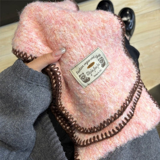 Solid Color Hemmed Knit Scarf