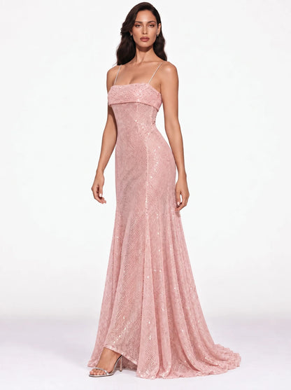 Mabel Sequin Crochet Spaghetti Strap Maxi Dress