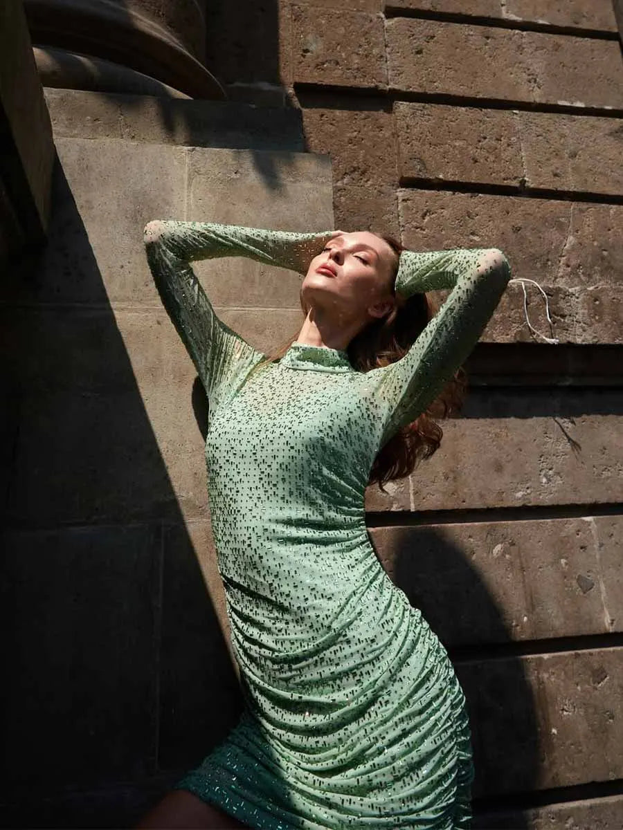 Aurelia Sexy Rhinestone Mini Dress