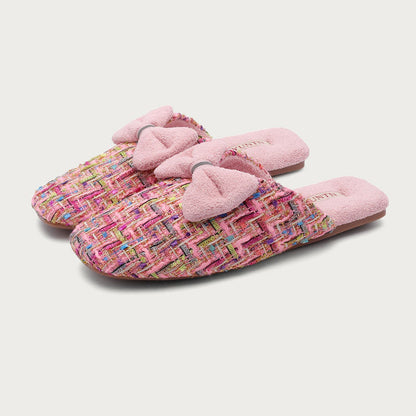Trendy Bow Knot Thicken Plush Indoor Slippers