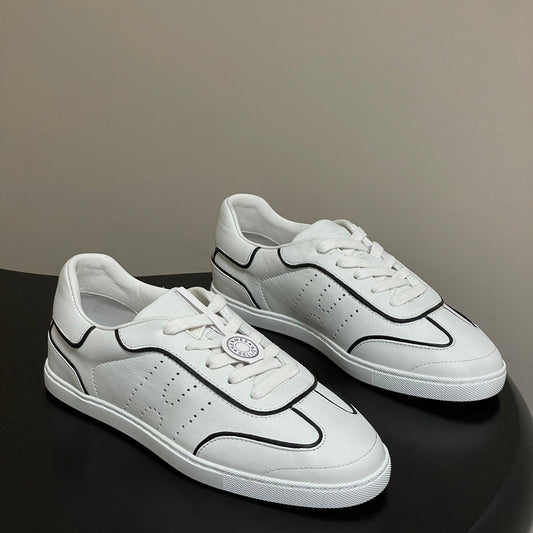 Hermes 26 Match Sneakers White Black in Calfskin 594338