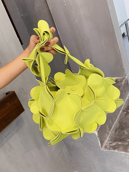 Flower Shape Solid Color Zipper Crossbody Bags