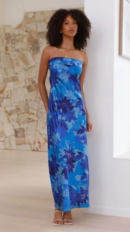 Miya Maxi Dress - Blue Floral