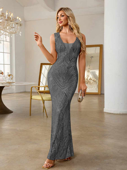 Winona V-Neck Backless Sequined Maxi Dress