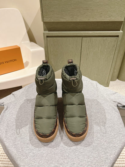 LV Cloud Ankle Boot Sneaker Olive Green Nylon Monogram Canvas