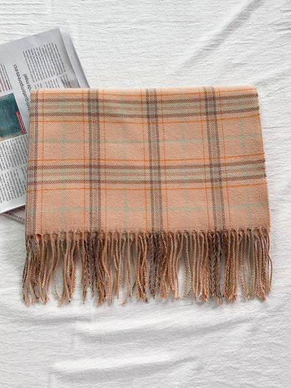 Keep Warm Plaid Tasseled Shawl&Scarf