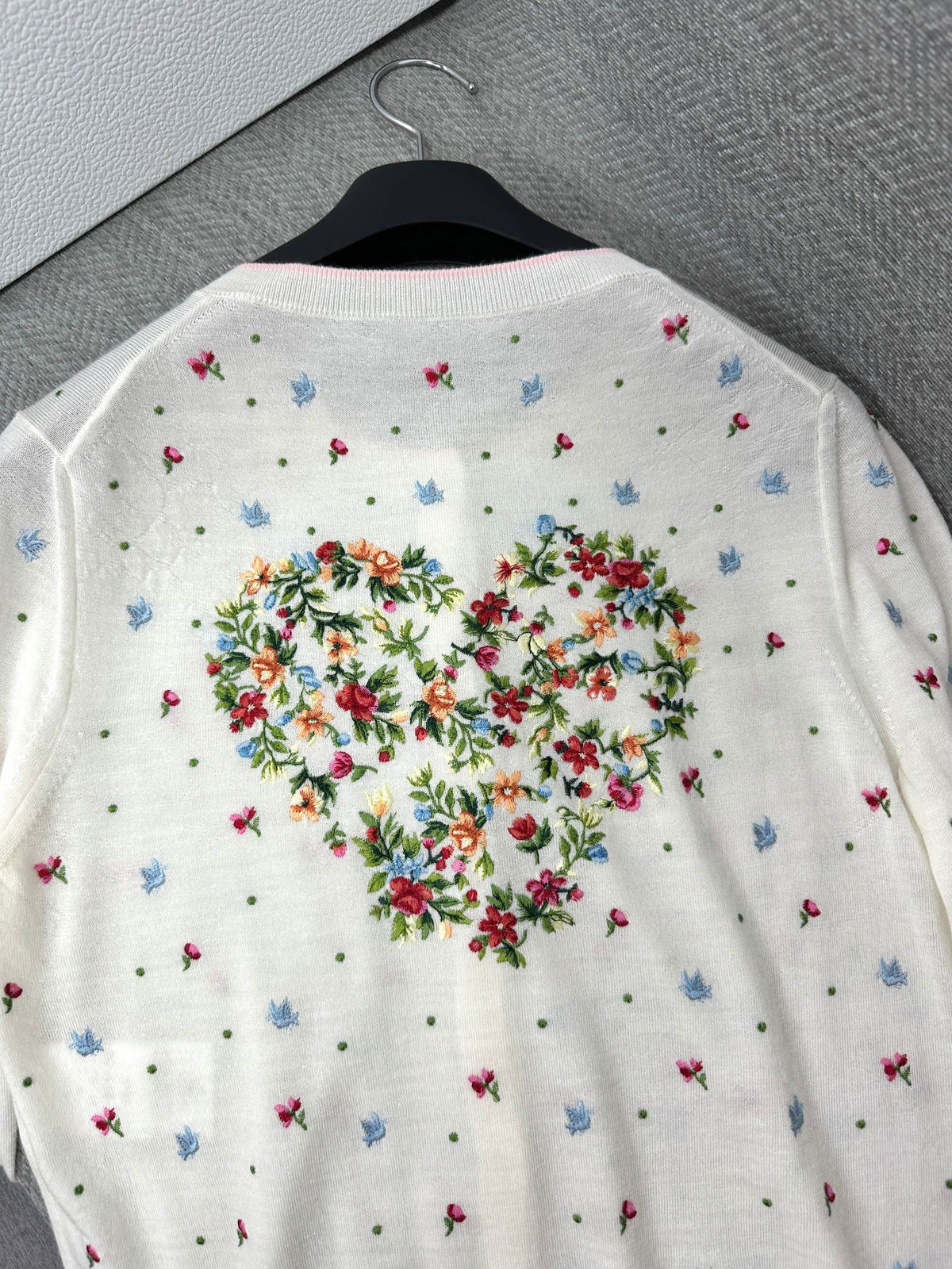 CD Dioramour Cardigan Embroidered Ivory Wool 349490