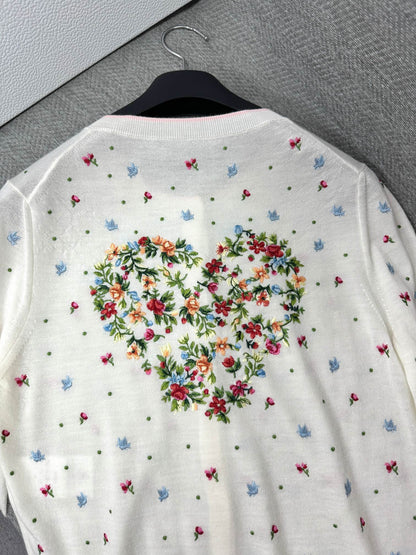CD Dioramour Cardigan Embroidered Ivory Wool 349490