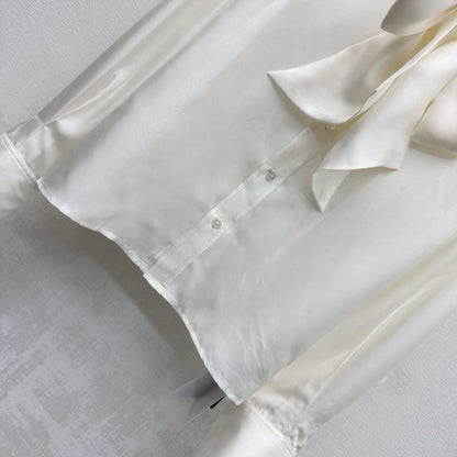 Celine Lavallière Blouse Ecru Mulberry Silk 351849