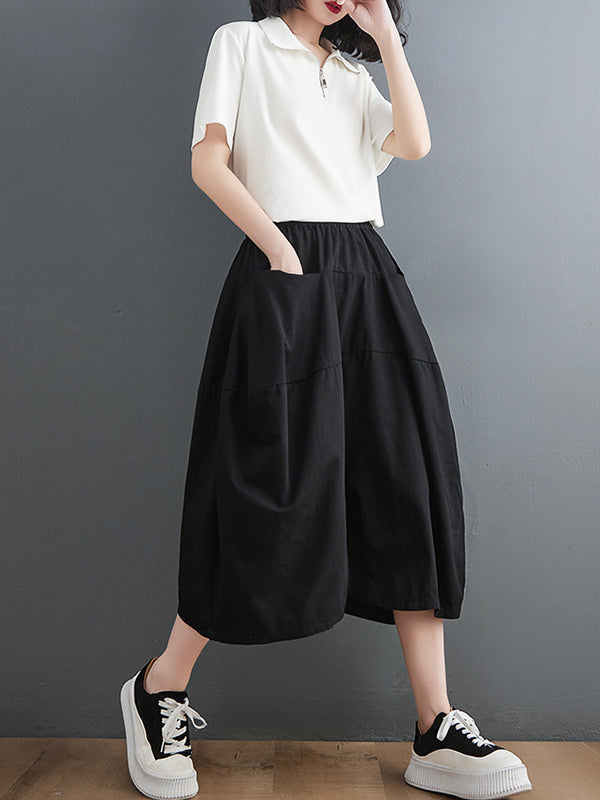 Casual Elasticity High Waisted Wide Leg Pants
