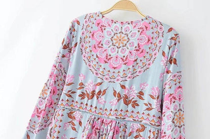 Bohemian Long-Sleeved Lace Sunscreen Loose Blouse
