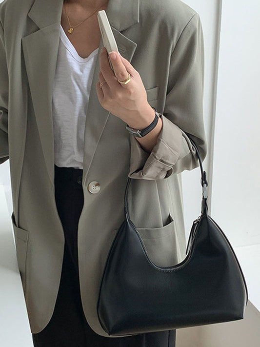 Geometric Split-Joint Zipper Shoulder Bags Handbags