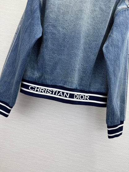 CD 25SS Laser Printed Stripe Pattern Denim Jacket Blue Cotton 306512