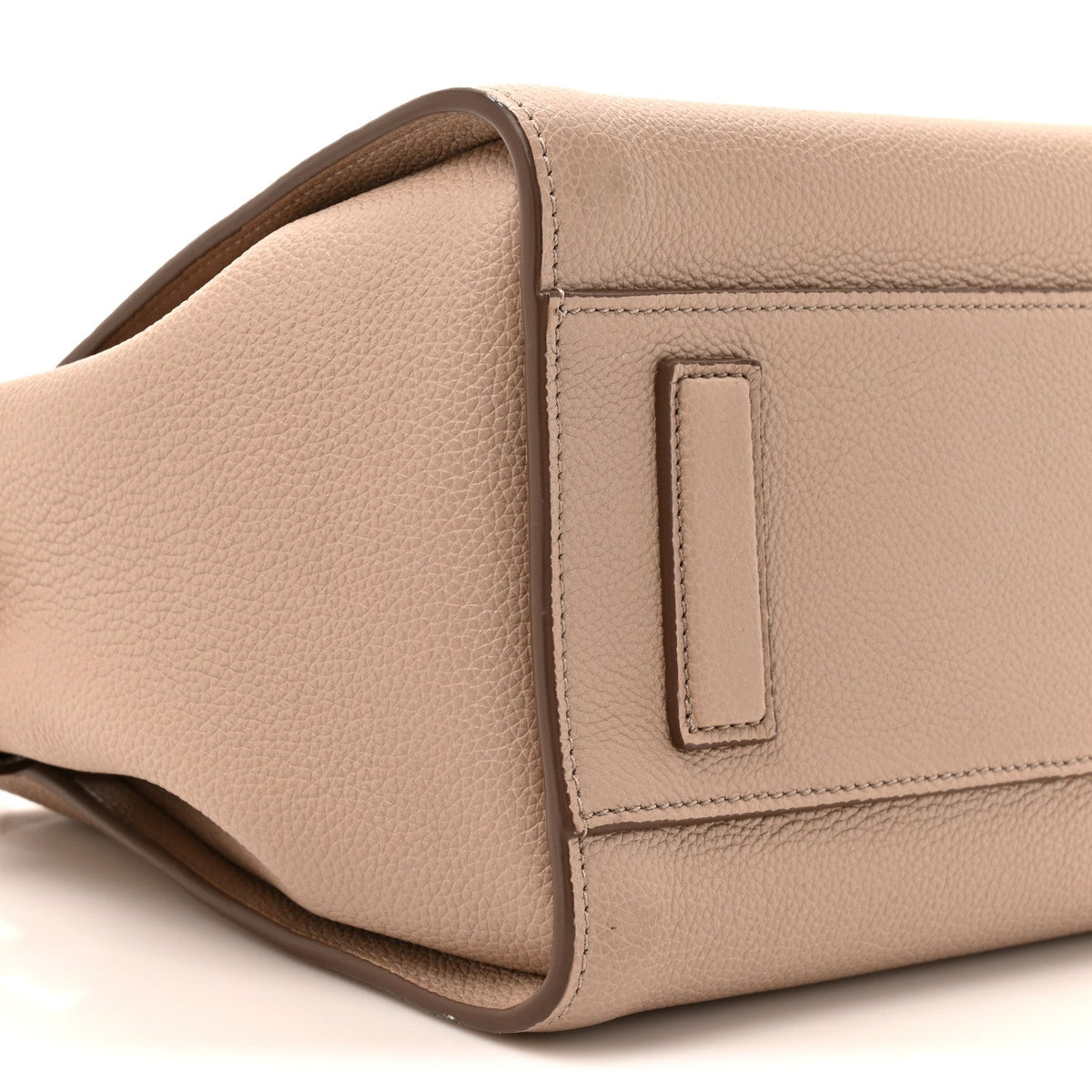 Grained Calfskin Small Padlock Top Handle Beige