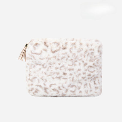 Leopard Print Plushed Large Capacity Makeup Bag