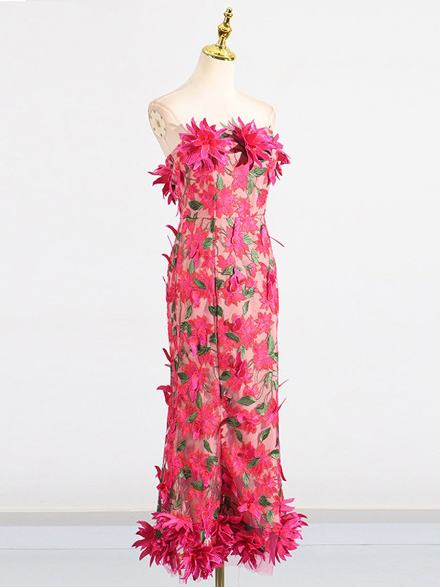 Helena 3D Floral Embroidered Maxi Dress