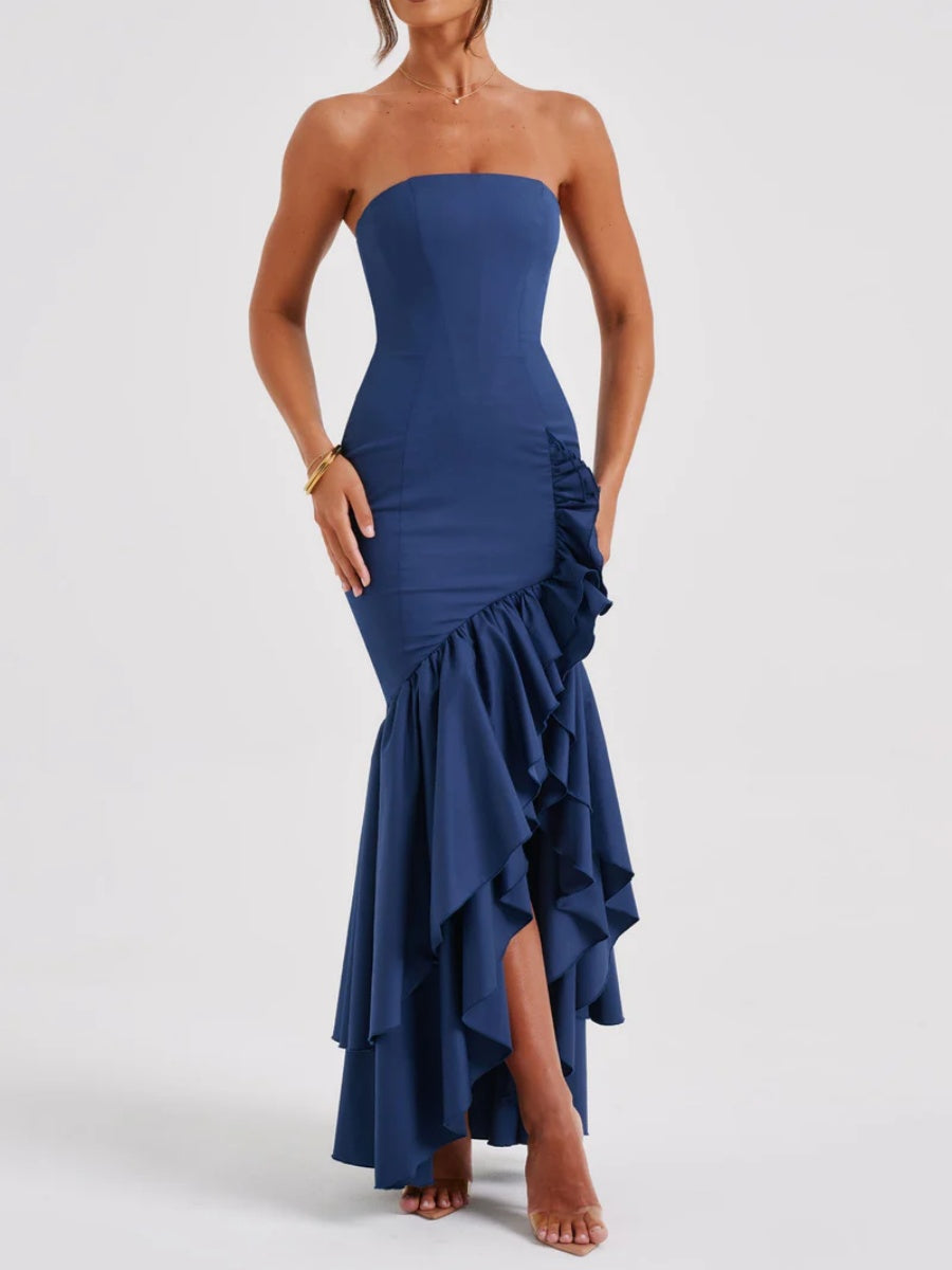 Brianna Strapless Ruffled Mermaid Maxi Dress