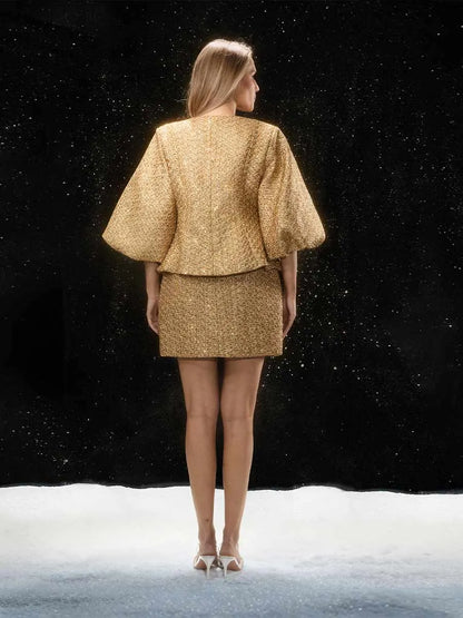 Maelle Puff Sleeve Tweed Jacket