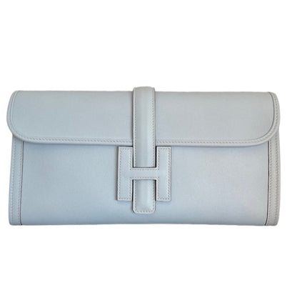 Hermès H Ice blue Jige Leather Clutch