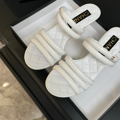 CC 26C Double C Strap Sandals White Sheepskin