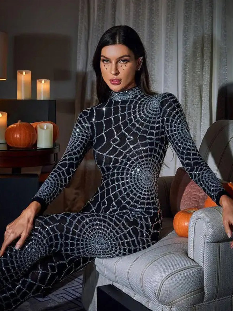 Teah Long Sleeve Cobweb Jumpsuit