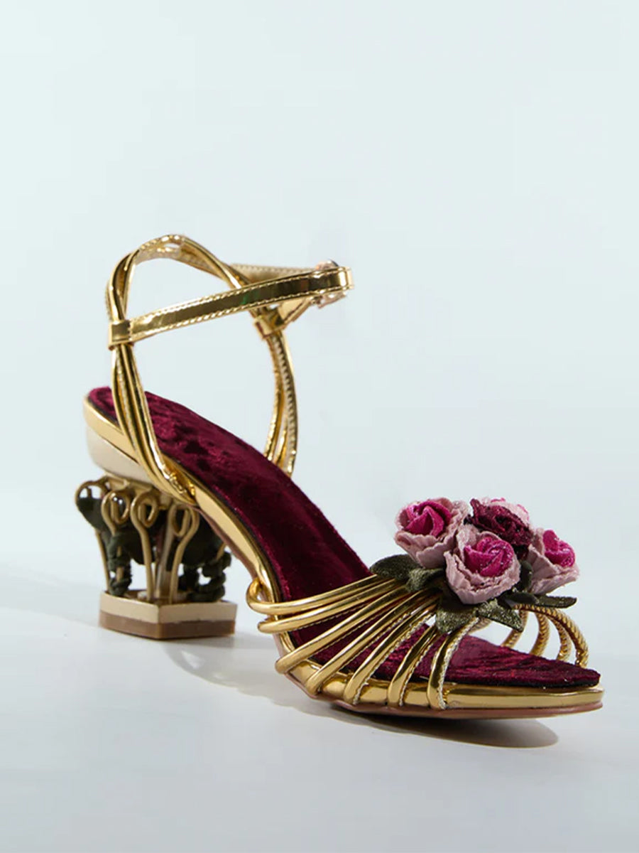 Lolovivi Flower Velvet Sandals