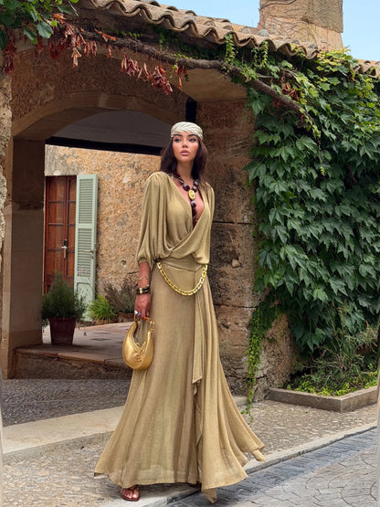 Seraphina Dolman Wrap Knit Maxi Two-Piece Set