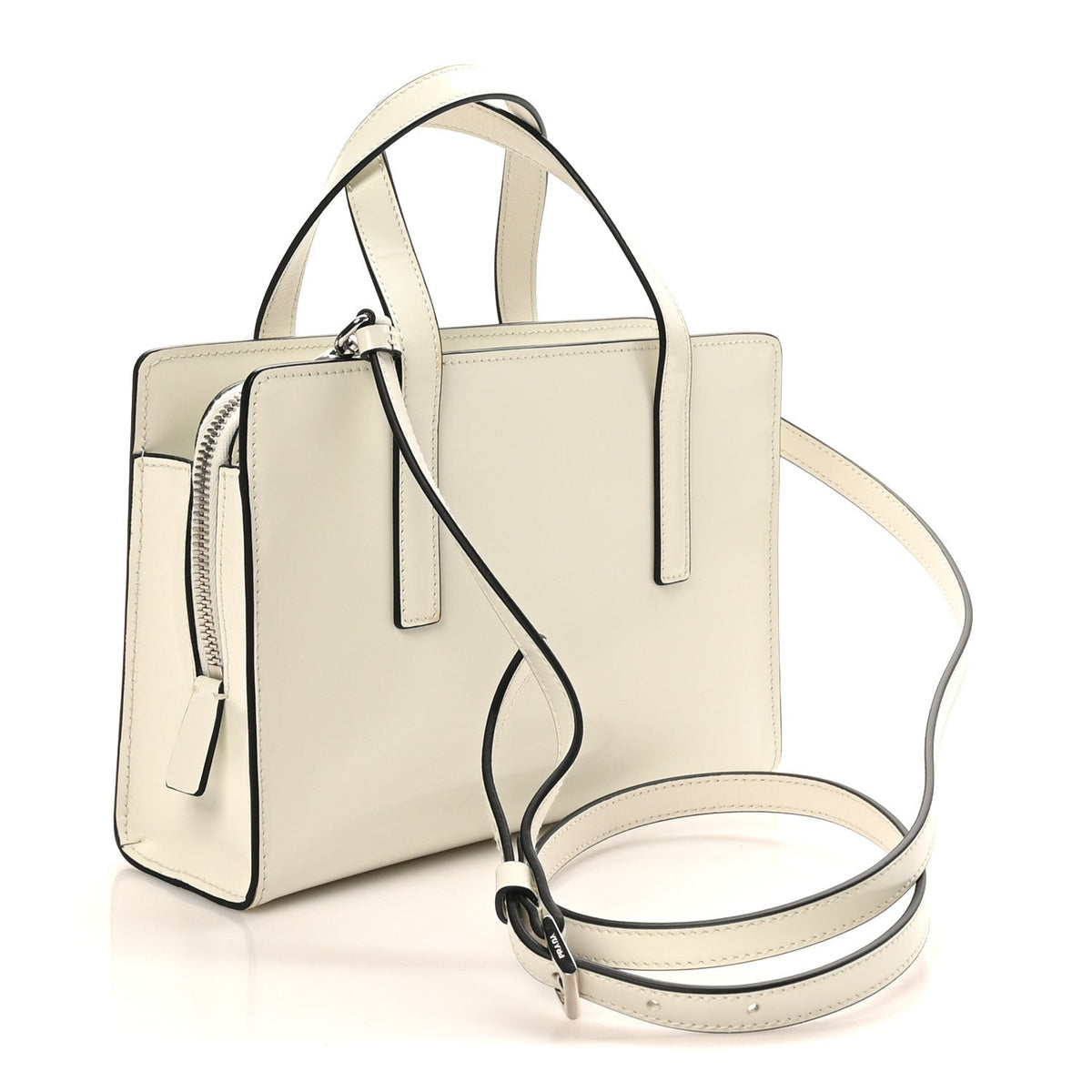 Spazzolato Mini Re-Edition 1995 Double Handle Handbag White