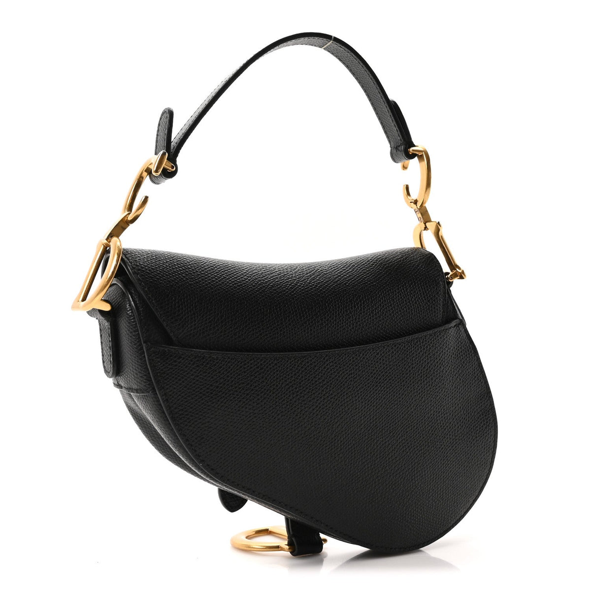 Grained Calfskin Mini Saddle Bag Black
