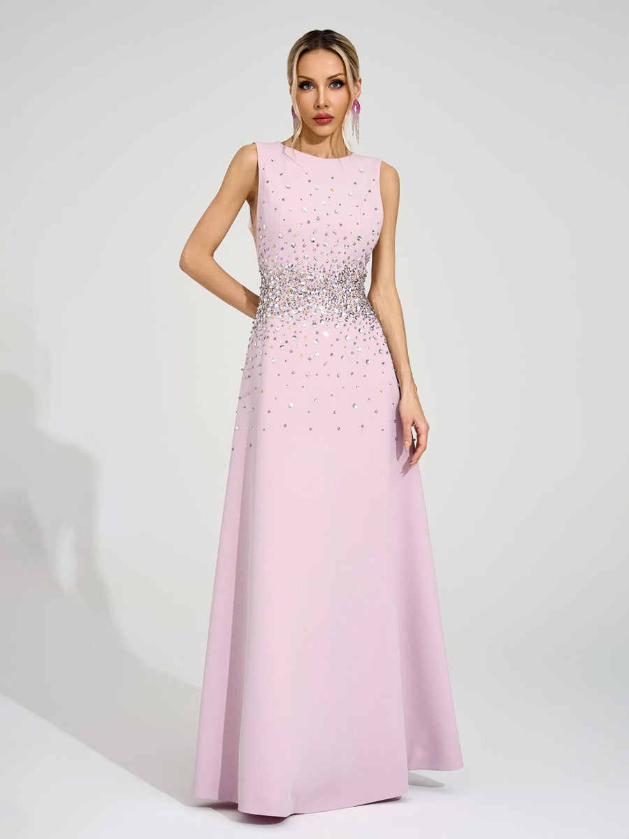 Emmeline Light Pink Diamond Maxi Dress