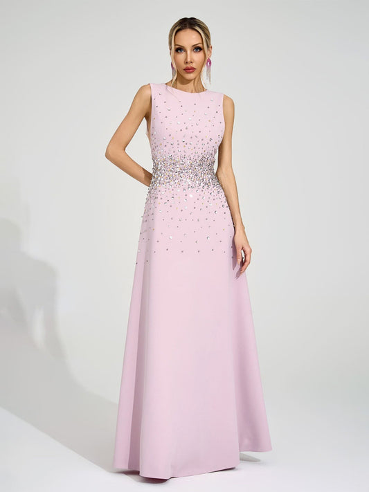 Emmeline Light Pink Diamond Maxi Dress
