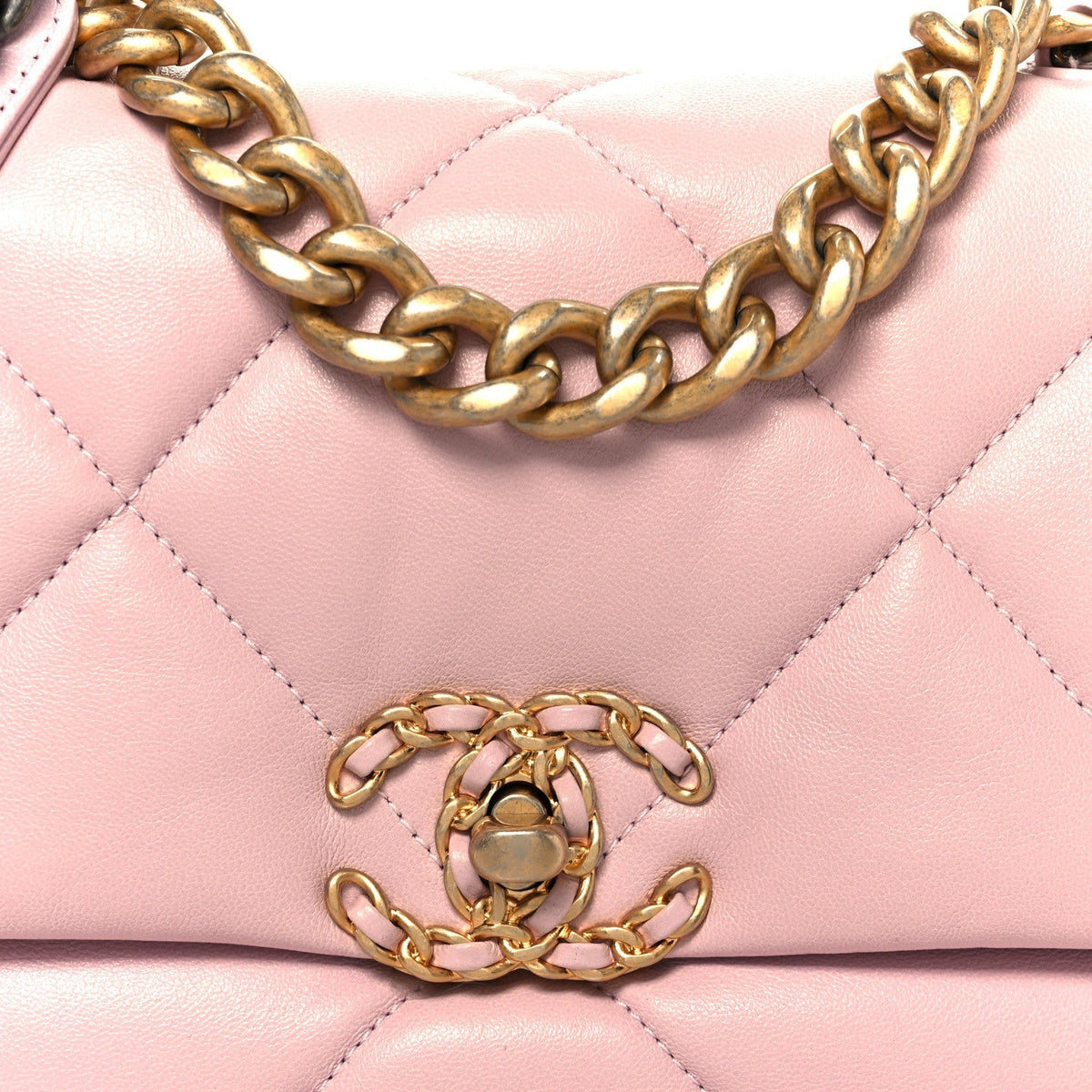 Lambskin Quilted Medium Chanel 19 Flap Light Pink
