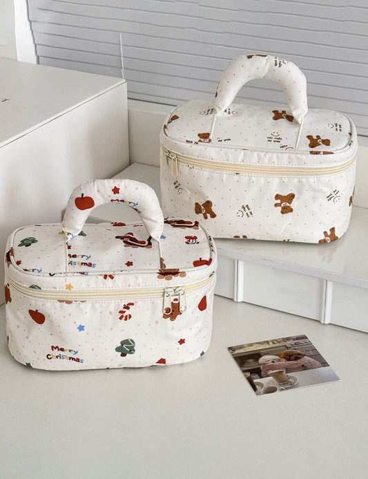 Cute Bear Print Large Capacity Makeup Bag