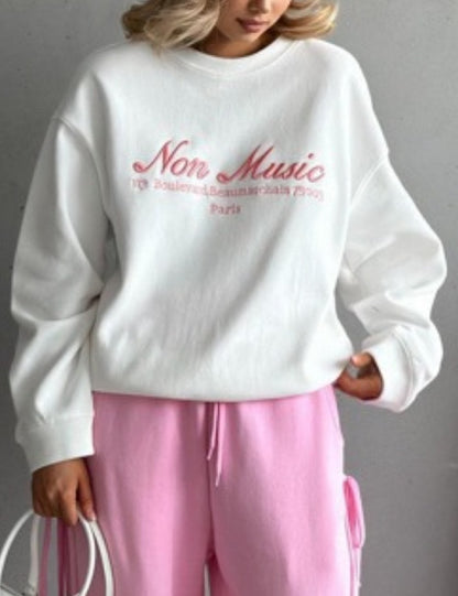 Letter Embroideries Loose Hoodie