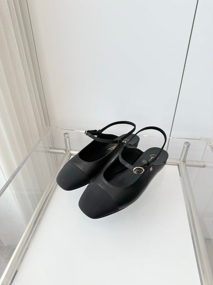 Chanel 26 Slingback Flats Black in Lambskin 597391
