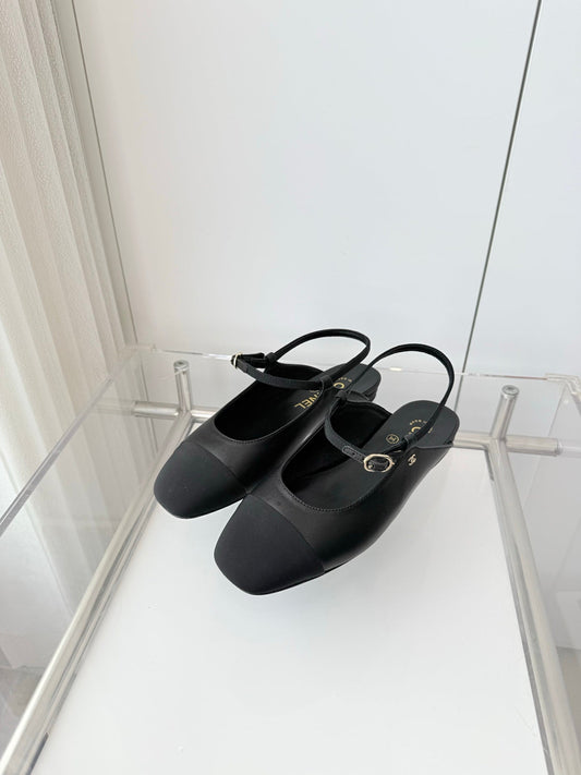 Chanel 26 Slingback Flats Black in Lambskin 597391