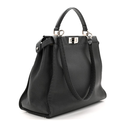 Cuoio Romano Selleria Bi-Color Large Peekaboo Iconic Satchel Asfalto Latte