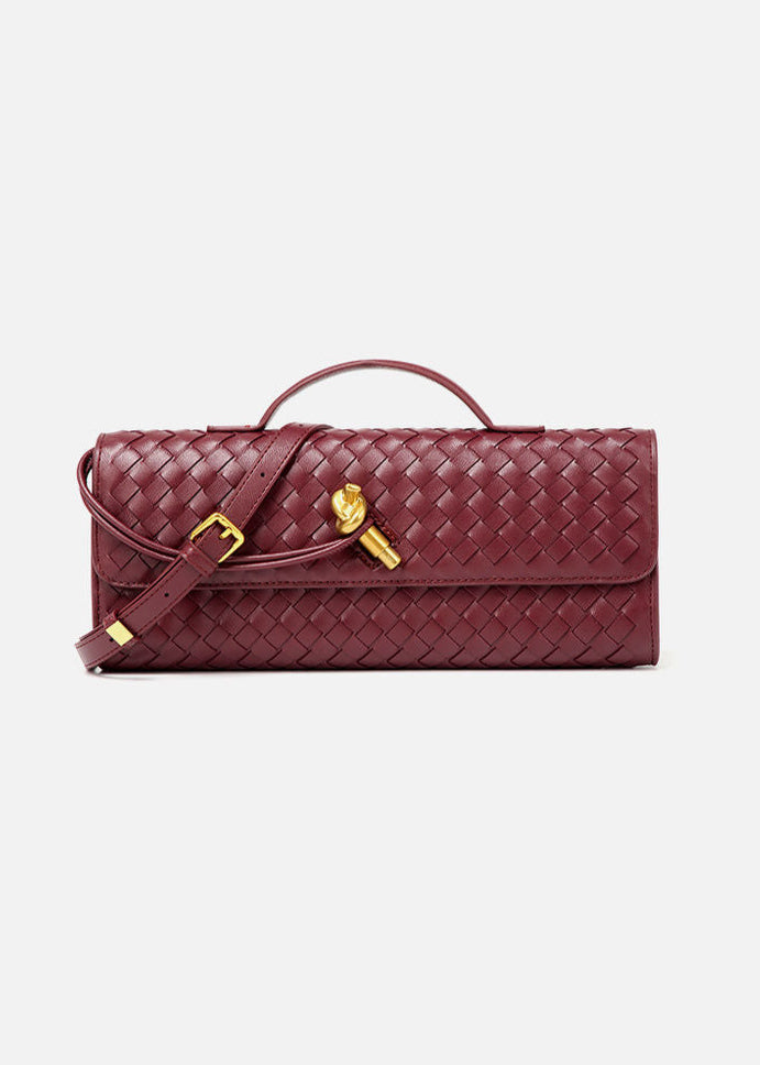 Woven Leather Crossbody Bag with Top Handle